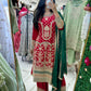 Red and green silk designer suit