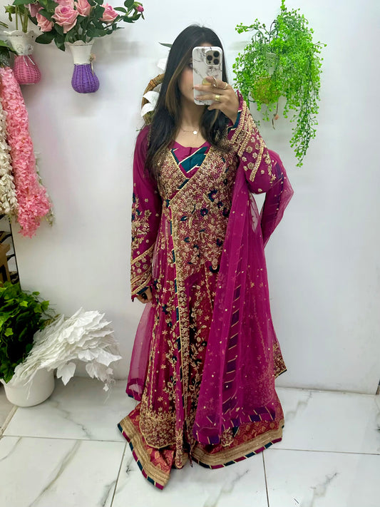 Magenta pink bridal anrekha lehenga suit