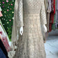 Light beige mirror work & stone bridal tail gown