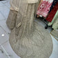 Light beige mirror work & stone bridal tail gown