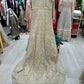 Light beige mirror work & stone bridal tail gown
