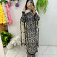 Silk cream and black heavy embroidered sequence suit