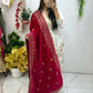 Magenta pink velvet sharee
