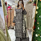 Silk cream and black heavy embroidered sequence suit