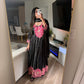 Black anarkali mirror work suit