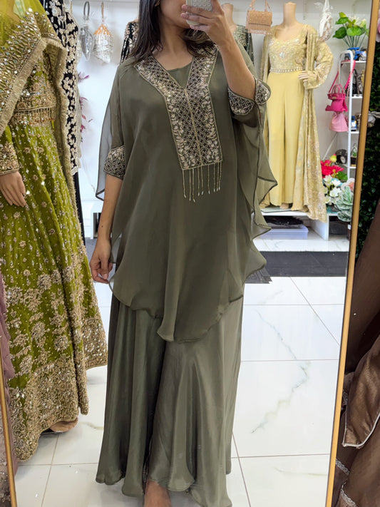 Olive green cape set