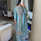Metallic blue pakistani hand work suit