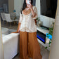 Cream and caremal short kameez suit