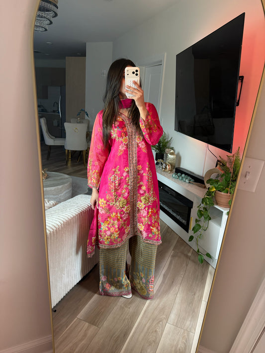 Multi color silk suit