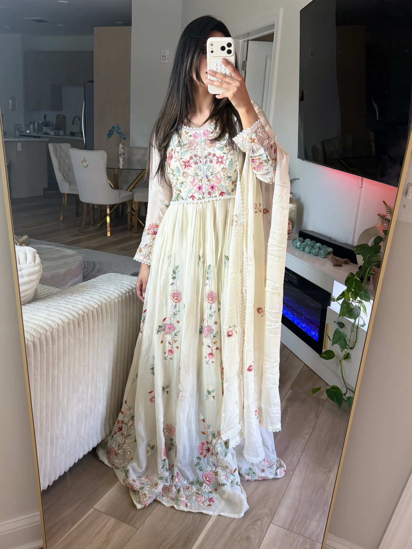 Ivory floral maxi dress