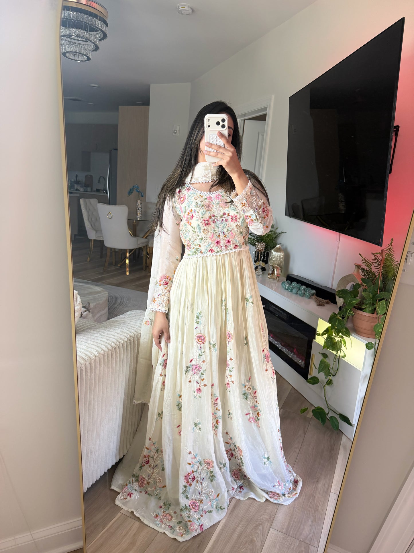 Ivory floral maxi dress