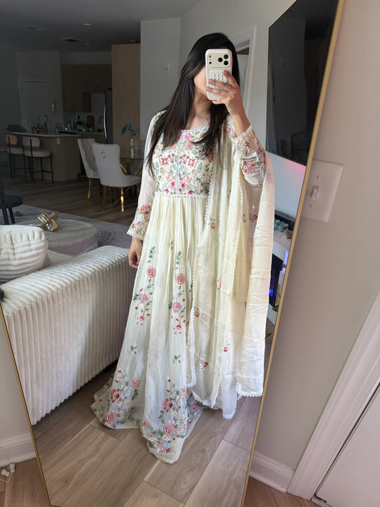 Ivory floral maxi dress