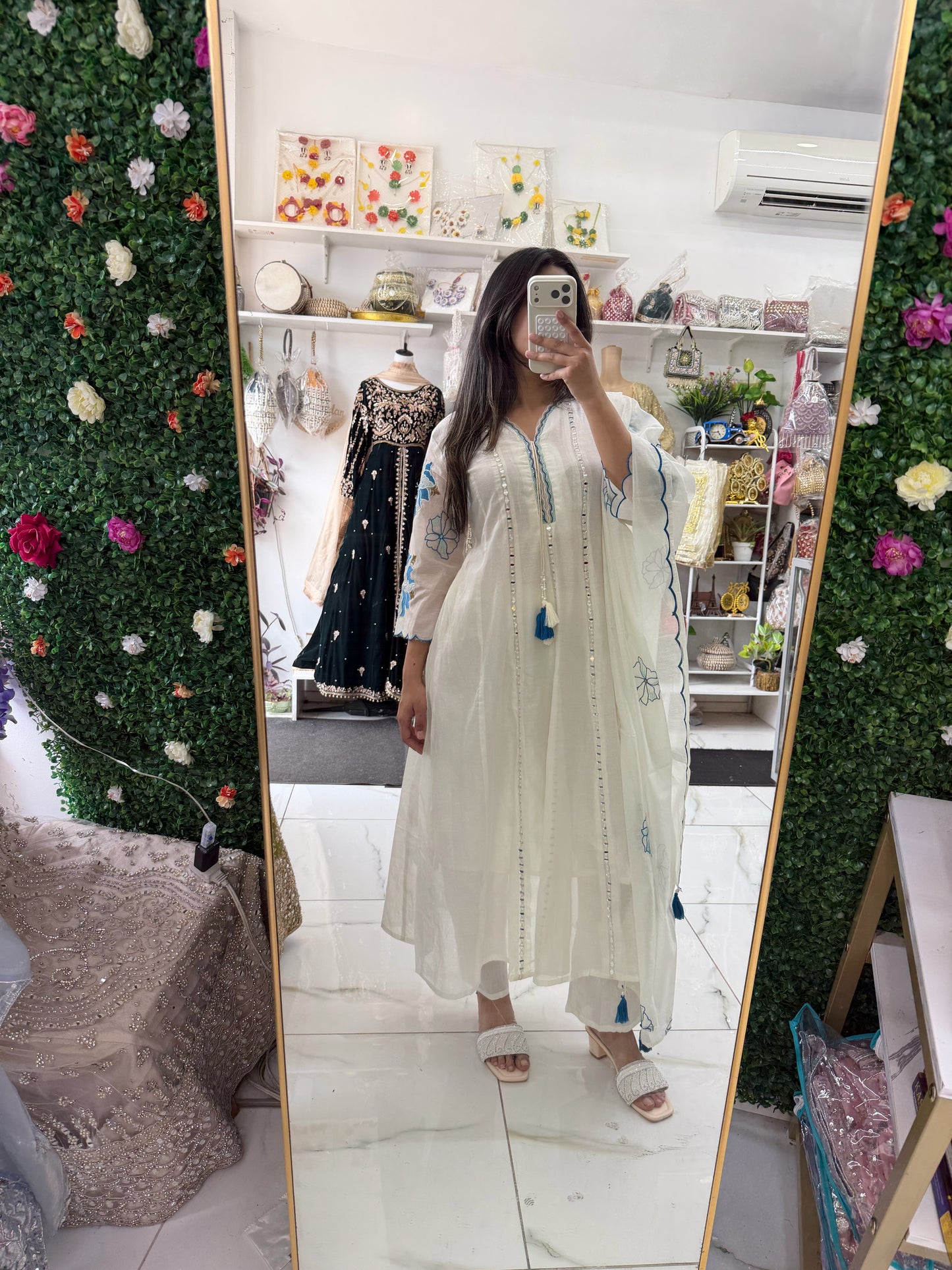 White cotton fancy suit