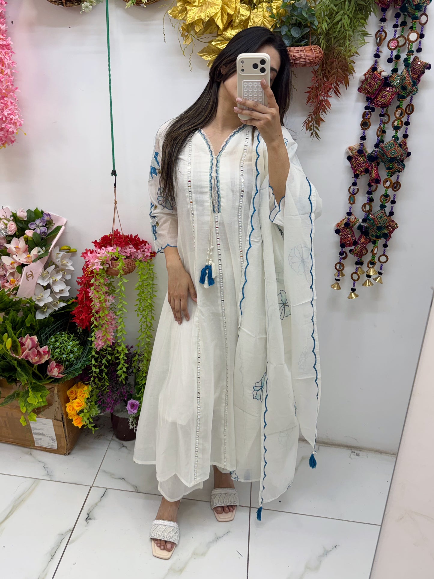 White cotton fancy suit