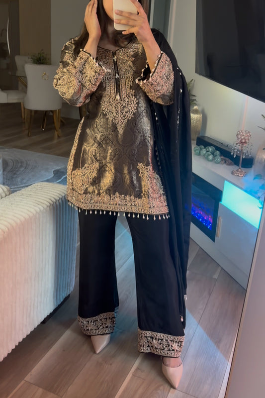 Black Banarasi hand work suit