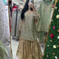 Heavy stone detailing nude gold gharara suit