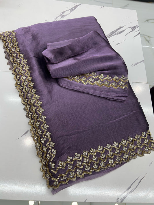 Purple shimmer organza saree