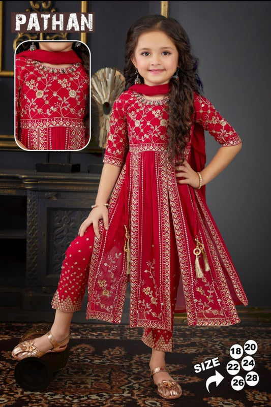 Mehenga pink naira cut style suit for kids