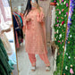 Peach chiffon embroidered suit