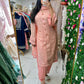 Peach chiffon embroidered suit