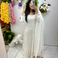 White mukesh work original mirror gown suit