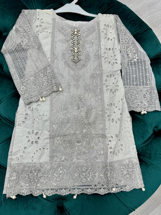 Light grey lawn suit for girls