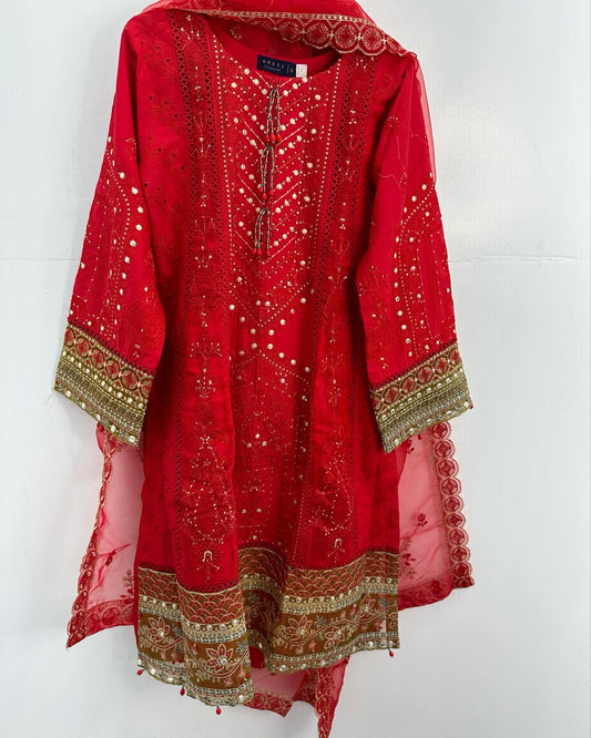 Red lawn suit