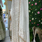 White mukesh work original mirror gown suit