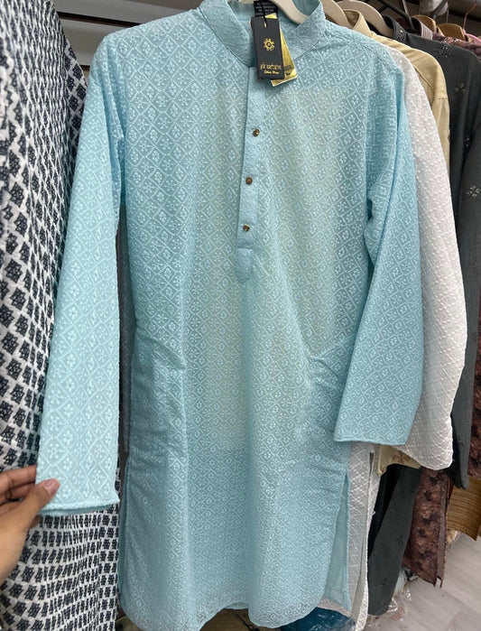 Light blue chiffon chikankari kurta