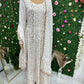 White mukesh work original mirror gown suit