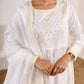 White anarkali three piece