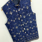 Navy blue embroidered & sequence vest