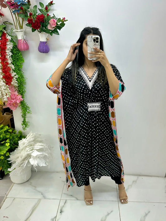 Black polka dot kaftan