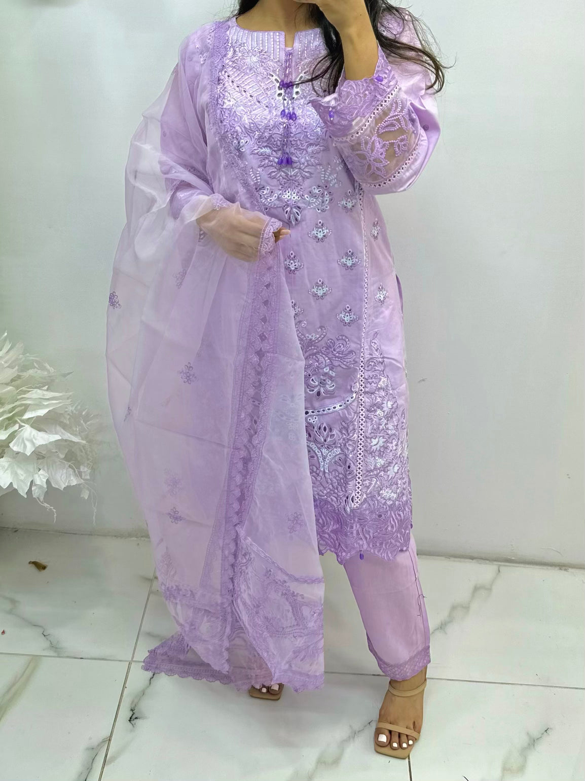 Lavender heavy work lawn suit