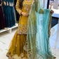 Mustard yellow contrast bridal gharara