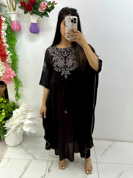 Black swarovski stone kaftan
