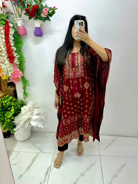 Burgundy mirror kaftan