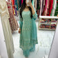 Mint blue anarkali chikankari suit