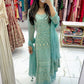 Mint blue anarkali chikankari suit