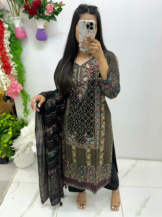 Cotton mirror work suit