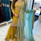 Mustard yellow contrast bridal gharara