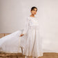 White anarkali three piece