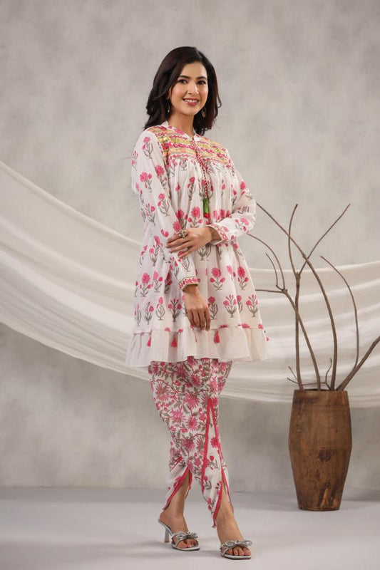 White & pink coord with dutti style pant