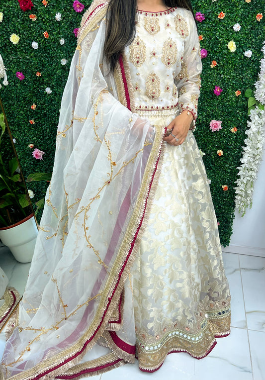 White bridal lehenga