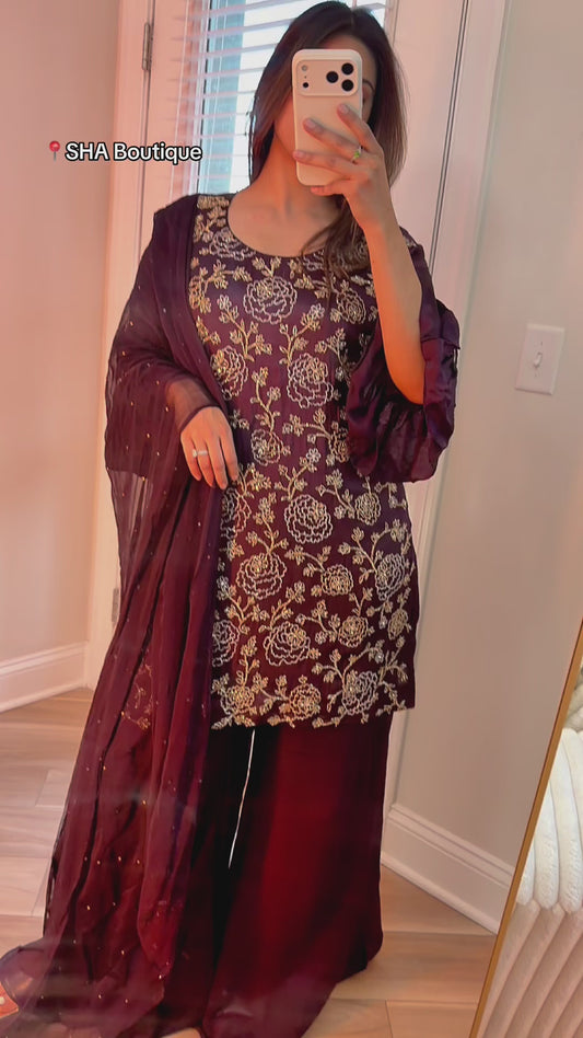 Light pink & silver silk suit