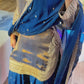 Deep royal blue Banarasi fancy wide leg suit