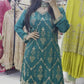 Green silk gharara suit
