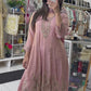 Pink short anarkali palazzo suit