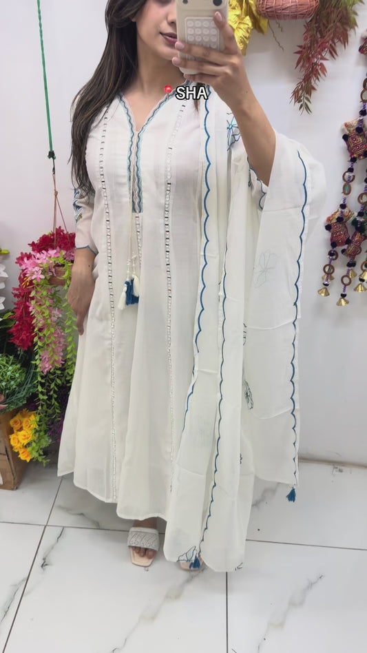 White cotton fancy suit