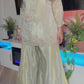 Sage green short kameez suit